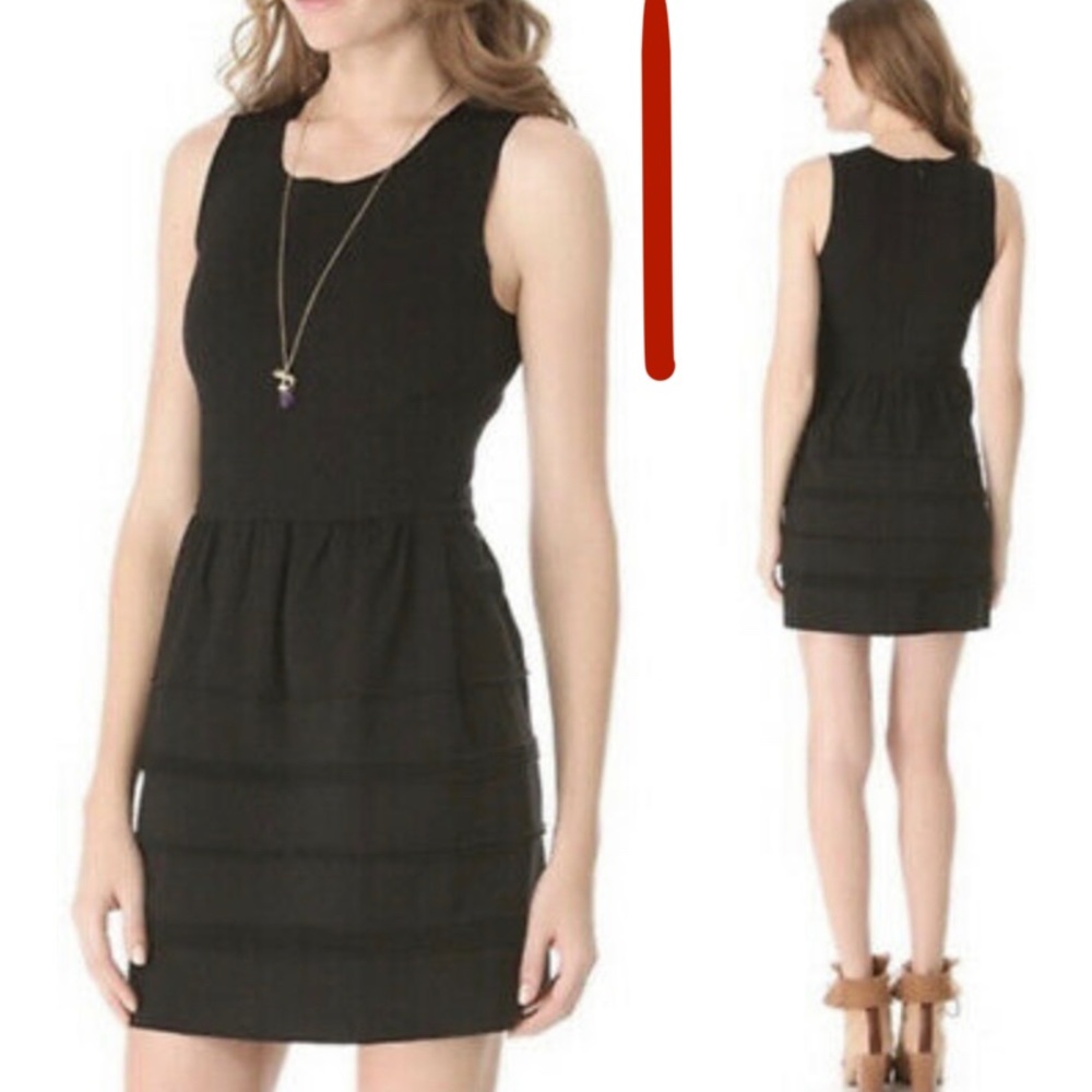 Madewell black formal mini dress with raw hem